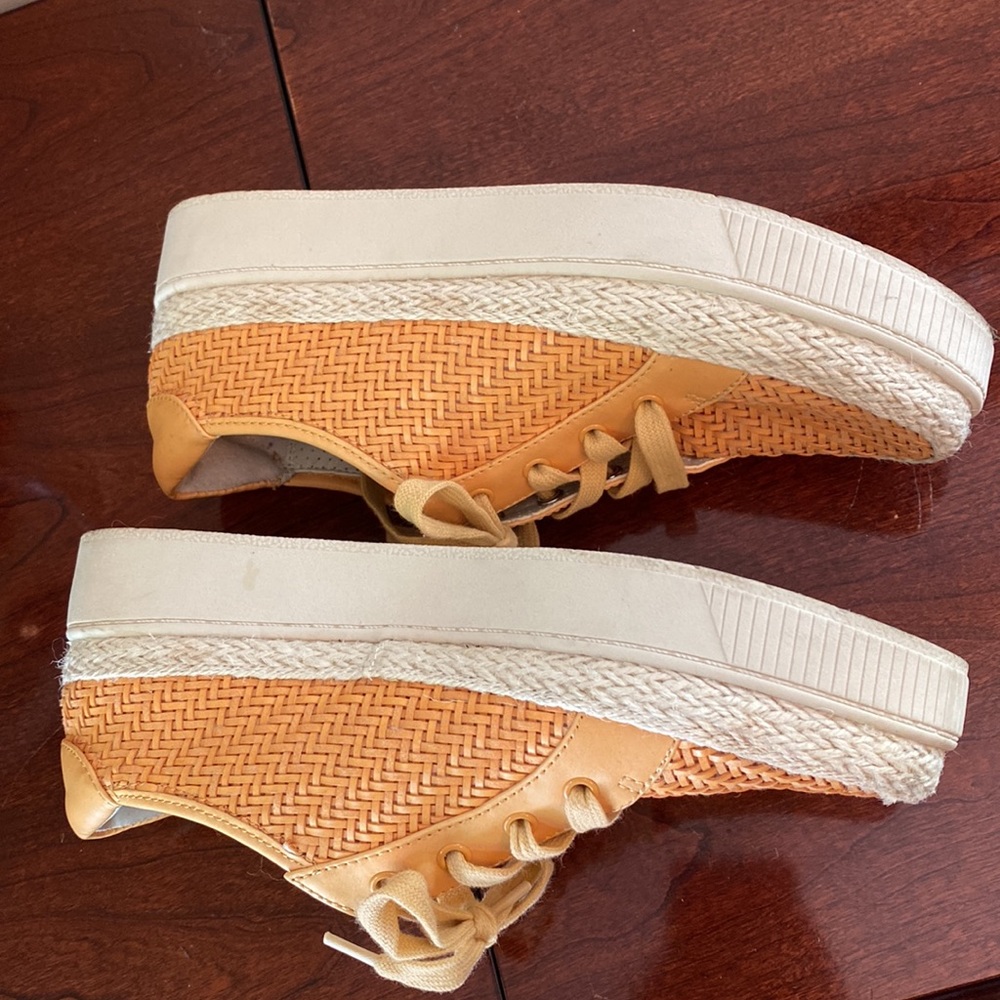Franco Sarto Hyria Orange 7 Sporty Casual Boho Woven Leather Platform Sneakers - Picture 7 of 13